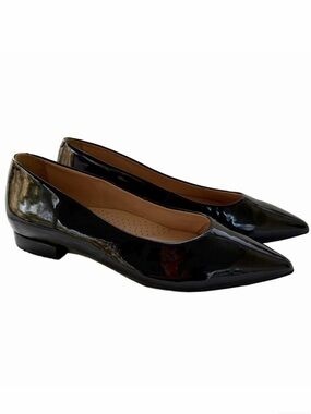 MARC JOSEPH Bianca Black Size 7 Flats Slip On Patent Leather Pointed Toe Shoes